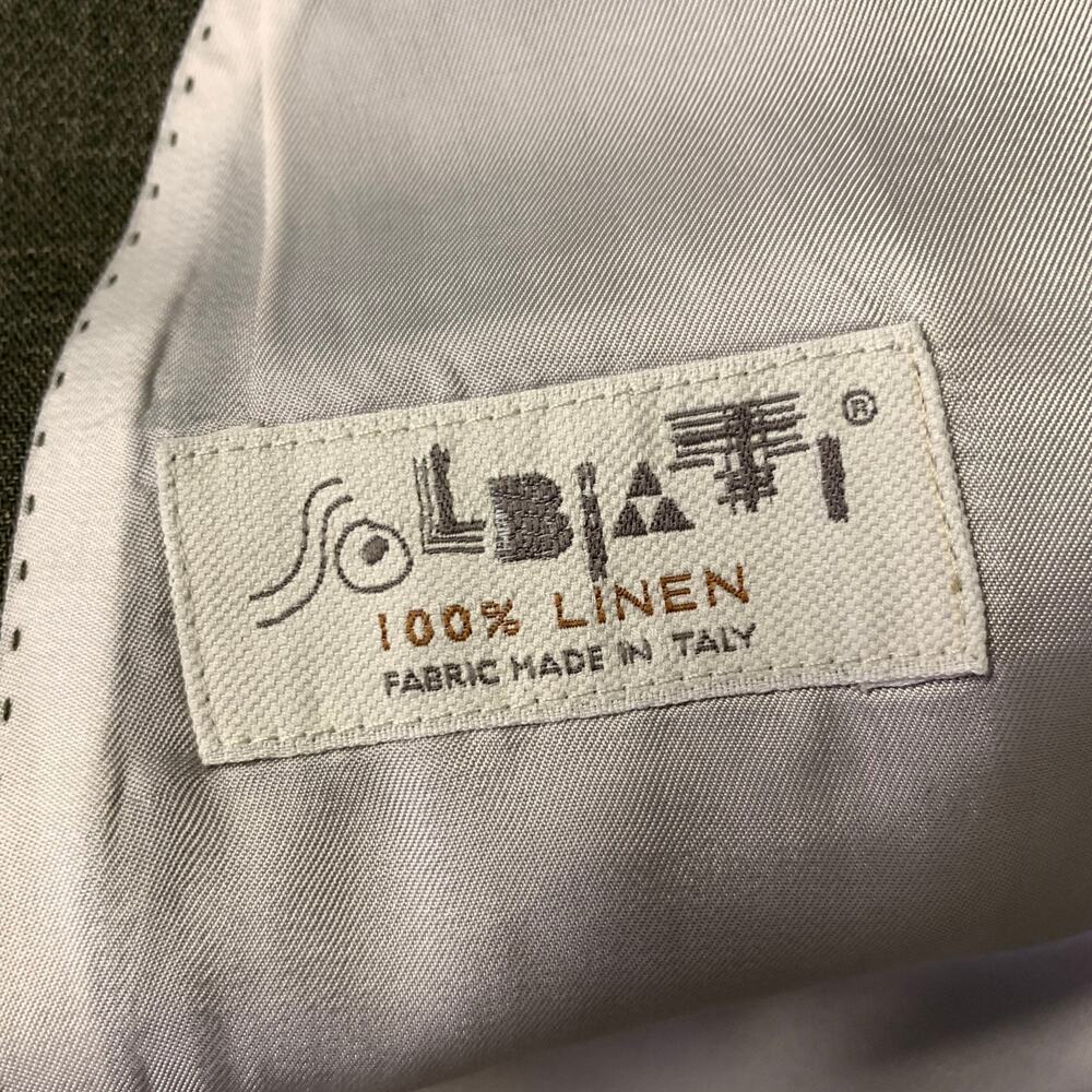 SOLBIATI Size 40 Green Olive Linen Notch Lapel Suit - Picture 8 of 12